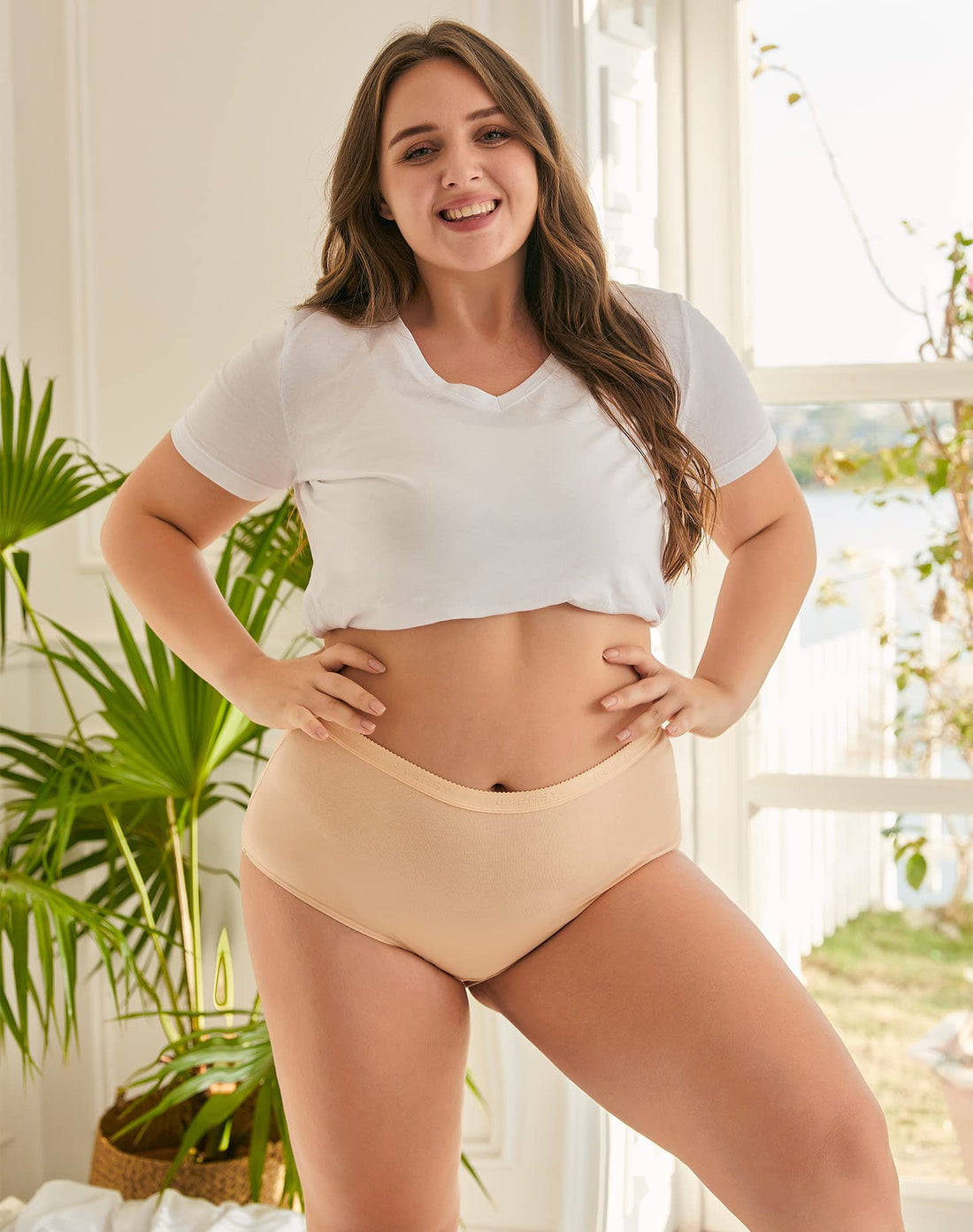 INNERSY Plus Size XL-6XL Big Curvy Woman Cotton Underwear High Waist Briefs 5-Pack
