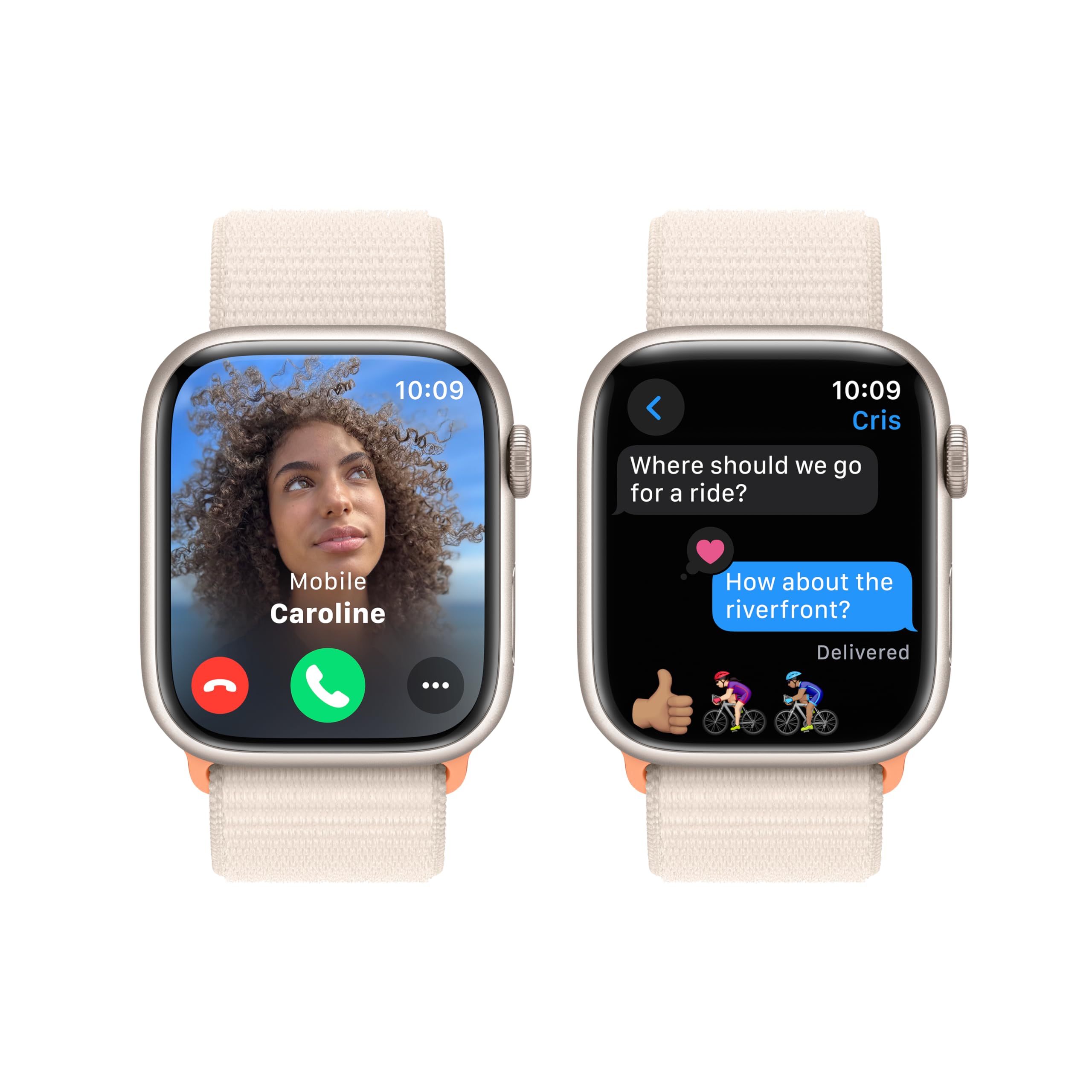 Apple Watch Series 9 [GPS, 45mm] - Starlight Aluminum Case with Starlight Sport Band, S/M (Renewed)