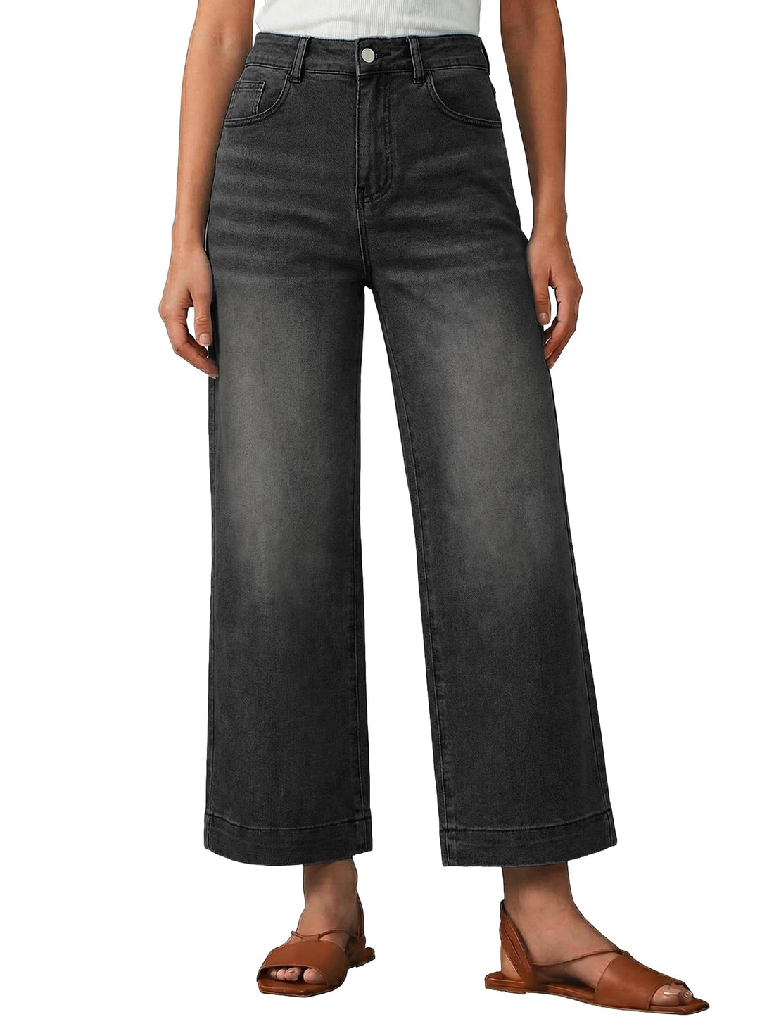 EMMIOL Women's 2026 Wide Leg Jeans Distress High Waist Stretchy Baggy Denim Pants Trousers Clothing