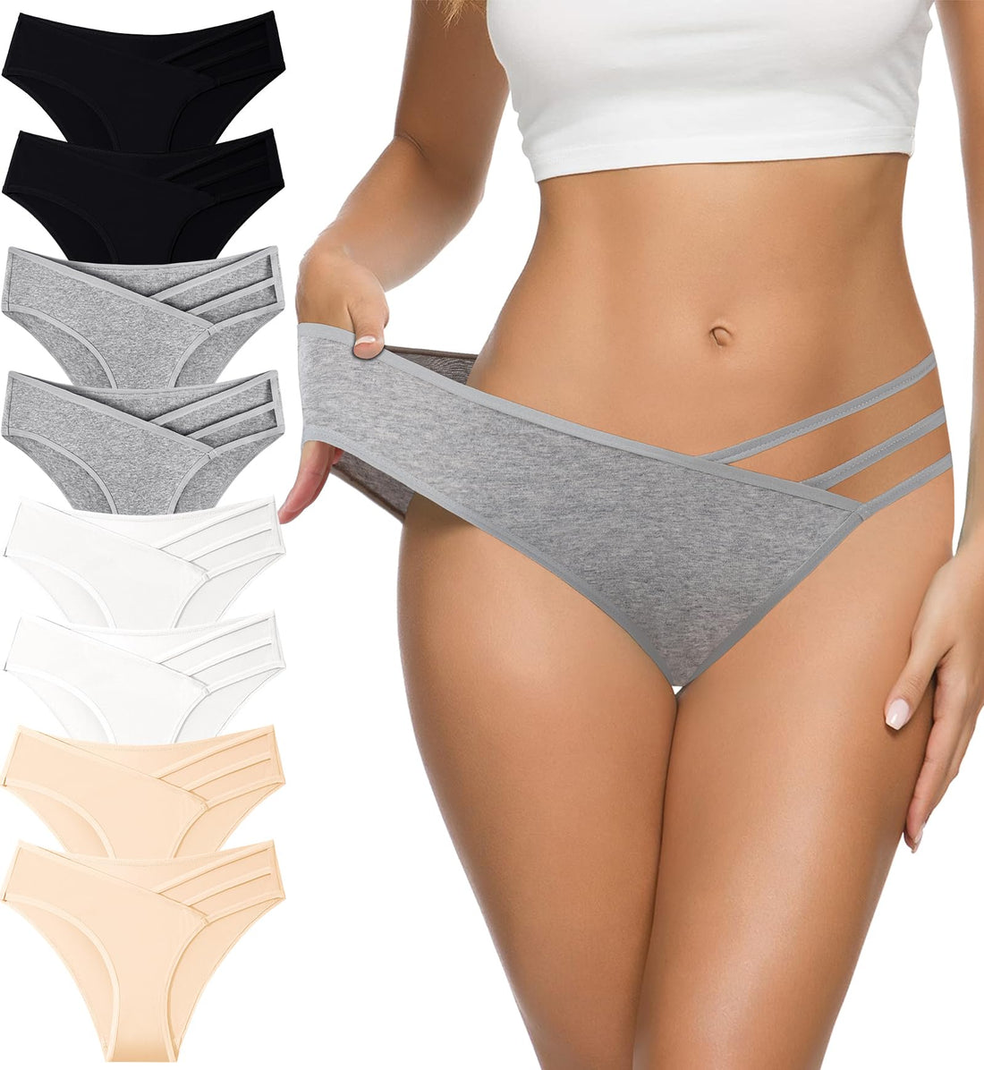 Eiggam Women's Cotton Bikini Panties,High-Cut Full Coverage Stretch Cool Underwear for Women