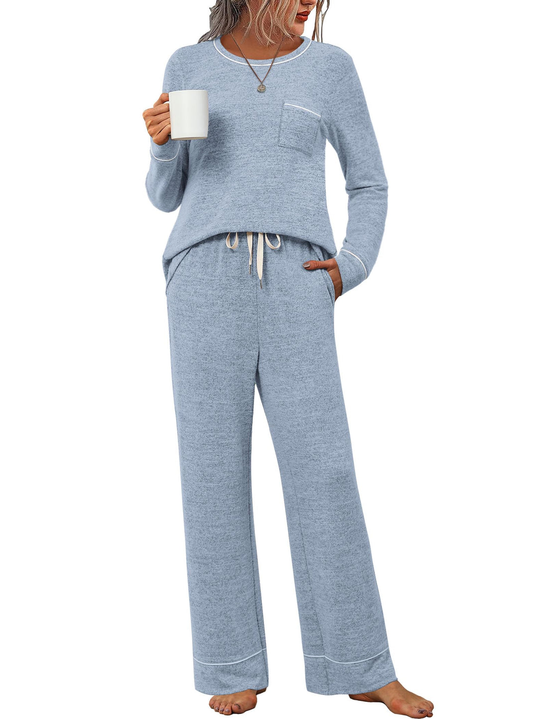 WIHOLL Pajamas for Women Set Soft Pjs Long Sleeve Two Piece Lounge Sets