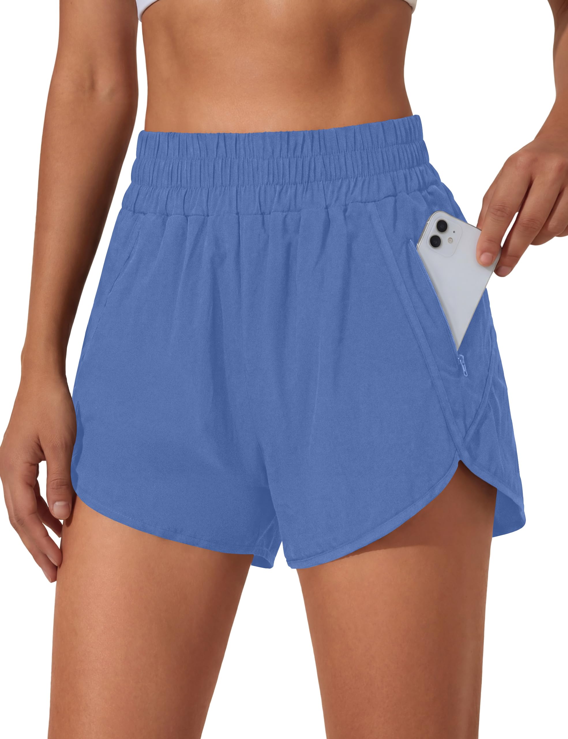 BMJL Women's Running Shorts Elastic High Waisted with Pockets, 2.5" Sporty Workout Quick Dry Athletic Shorts