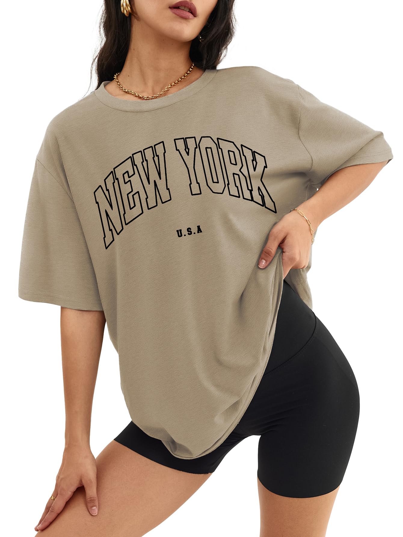 ATHMILE Womens Oversized T Shirts Casual Tee Workout Tops Gym Clothes Summer Loose Fit Short Sleeve Graphics Basic Y2K 2026
