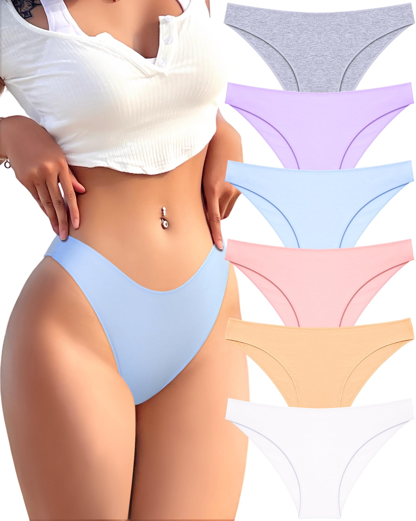FINETOO Cotton Underwear for Women Sexy Cheeky Bikini Panties Lingerie