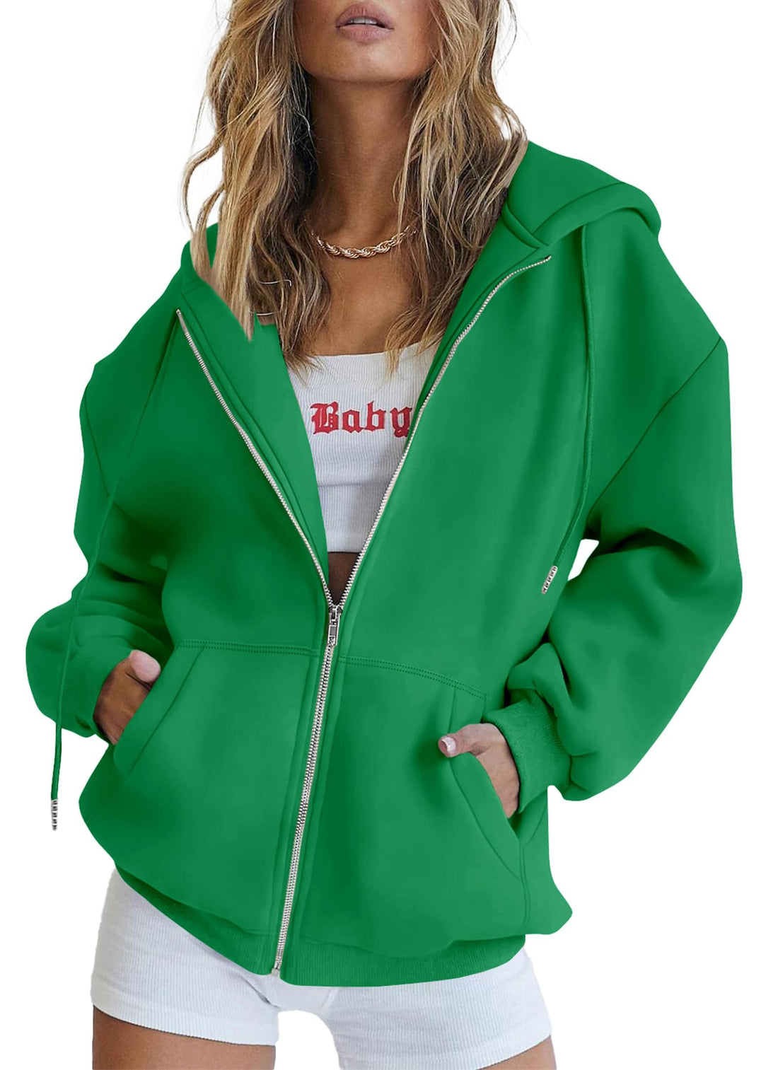 PRETTYGARDEN Women's Fall Zip Up Hoodies Sweatshirts | Comfy Fleece Lined, Long Sleeve Pockets, Drawstring Hooded, Loose Fit, Trendy Y2K, Track Jackets, Spring Winter Clothing
