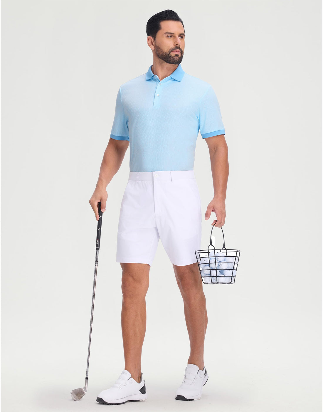 M MAELREG Mens Golf Polo Shirts Jacquard Ribbed Collar Performance Moisture Wicking Dry Fit Short Sleeve Golf Shirts for Men