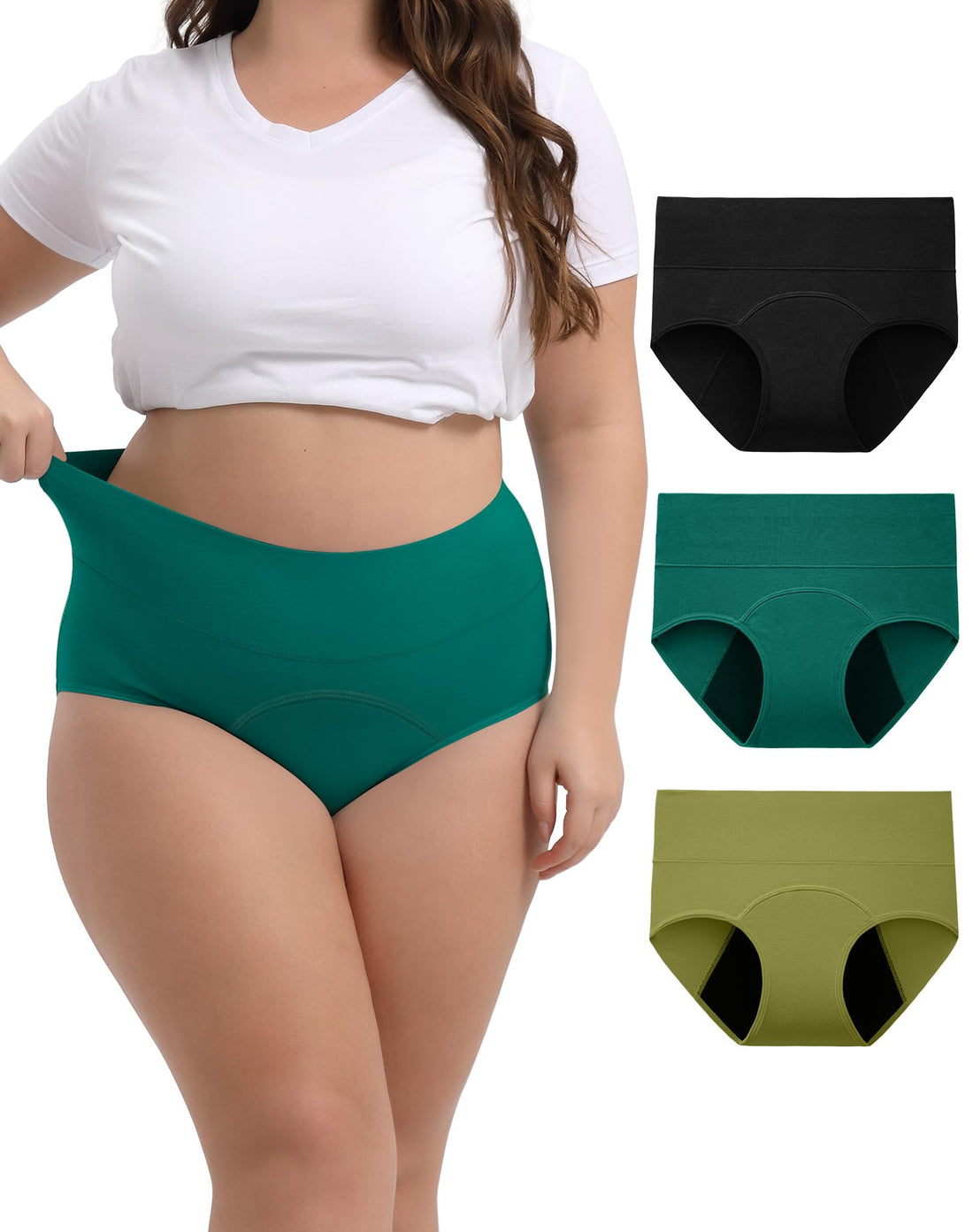 INNERSY Period Underwear for Women High Waisted Leak-Proof Postpartum Menstrual Panties 3-Pack
