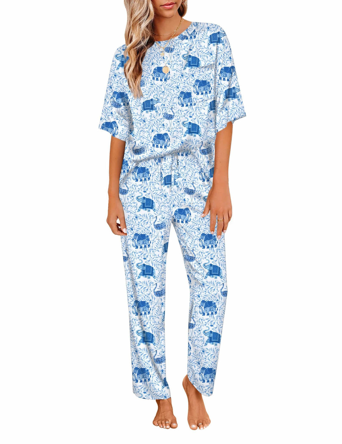 Ekouaer Pajamas for Women Set Silky Satin 2 Piece Lounge Sets with Pockets