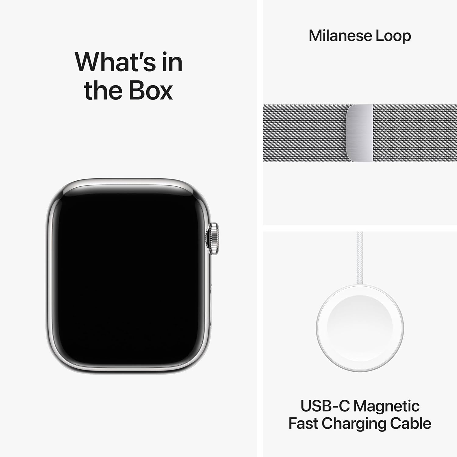 Apple Watch Series 9 [GPS + Cellular 45mm] Smartwatch with Silver Stainless Steel Case with Silver Milanese Loop. Fitness Tracker, Blood Oxygen & ECG Apps, Always-On Retina Display
