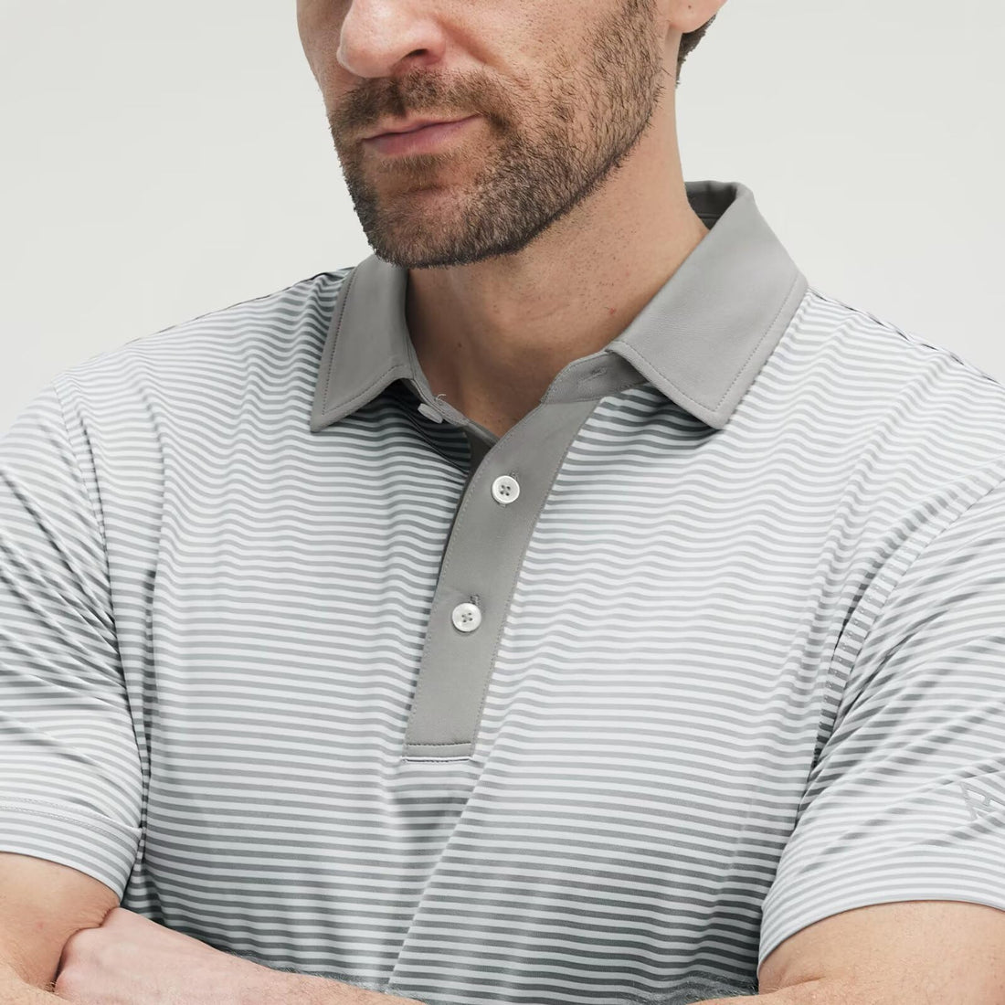 M MAELREG Golf Shirts for Men Moisture Wicking Dry Fit Striped Polo Performance Sport Mens Polo Shirts Short Sleeve