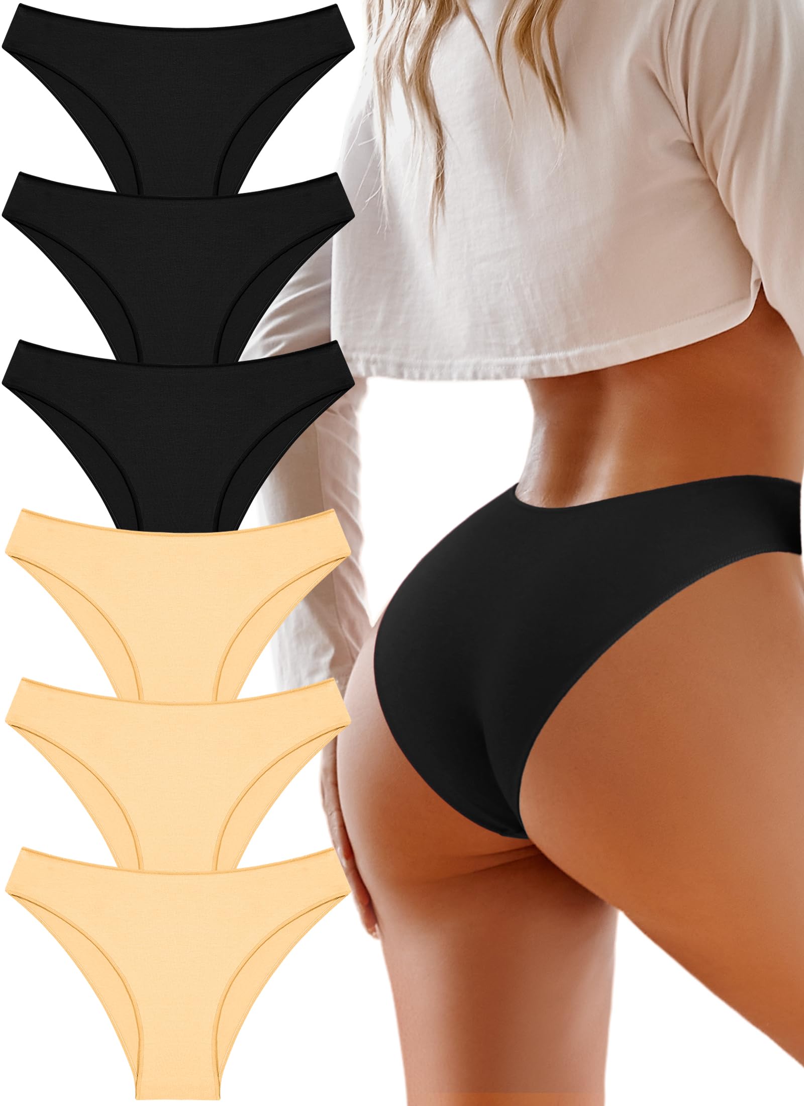 UNDER THE SEA Cotton Underwear for Women 6 Pack Sexy Bikini High Cut Breathable Cheeky Panties Underwear Womens Lingerie