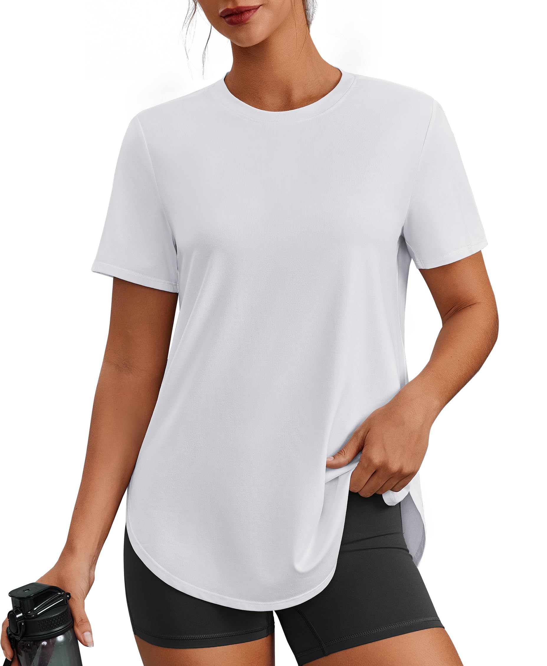PINSPARK Workout Tops for Women Short Sleeve Athletic Shirts UPF 50+ Quick Dry Running Outfits for Exercise Gym Hiking S-3XL