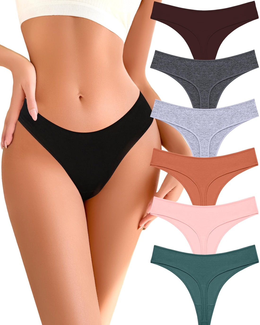 READY TO LOVE Cotton Underwear for Women Pack Breathable Thongs for Women Sexy Stretch Soft Womens Panties Thong XS-XL