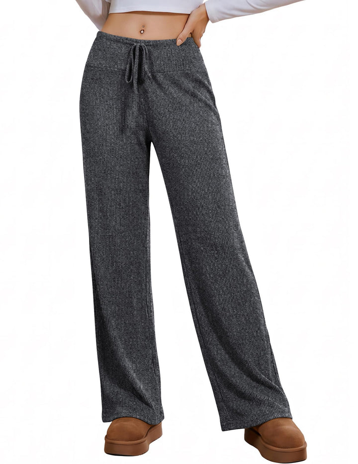 Ekouaer Women Pajama Pants 2026 Knit Ribbed PJ Bottom Sleep Lounge Pant