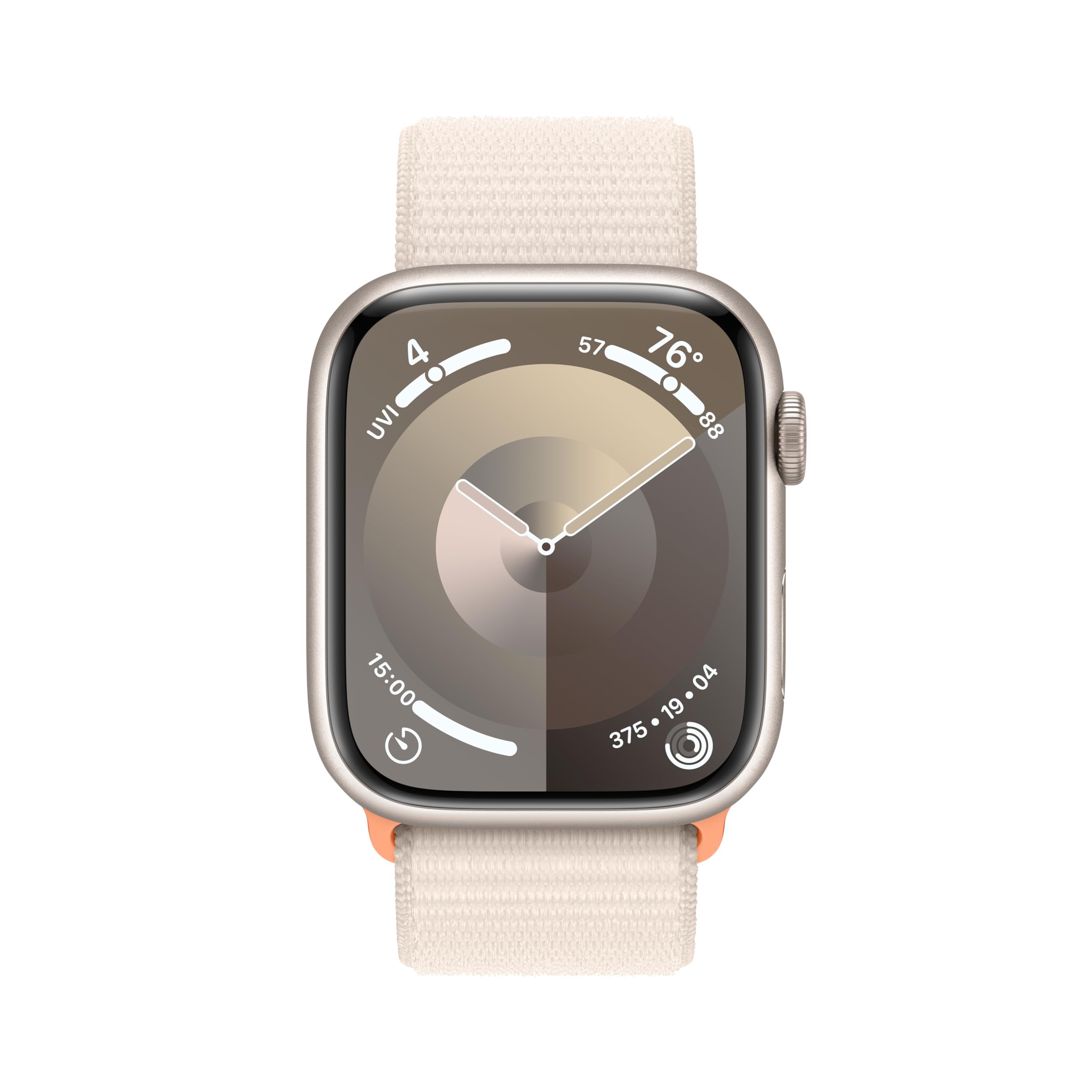 Apple Watch Series 9 [GPS, 45mm] - Starlight Aluminum Case with Starlight Sport Band, S/M (Renewed)