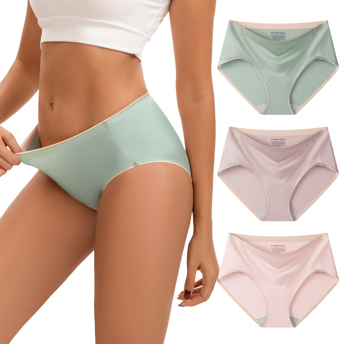 INNERSY Women's Seamless Underwear Silky Hipster 6-Pack