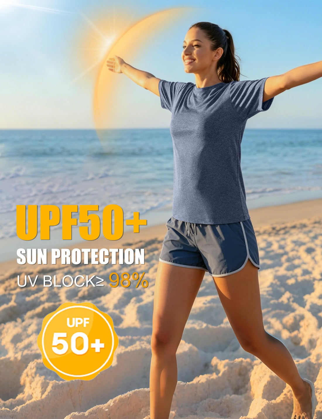 Kinglaman 5/6 Pack Workout Tops Gym Shirts for Women Dry Fit UPF 50+ Sun UV Protection Swim Athletic Yoga Tee T Shirts Tops