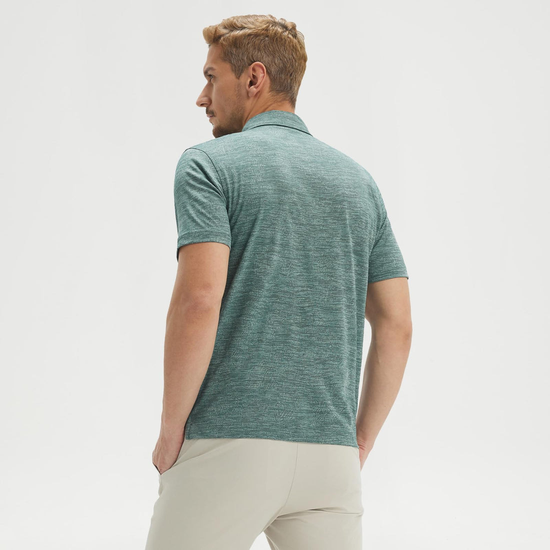 M MAELREG Short Sleeve Golf Shirts for Men Moisture Wicking Performance Lightweight Jacquard 3 Button Polo Shirts for Men