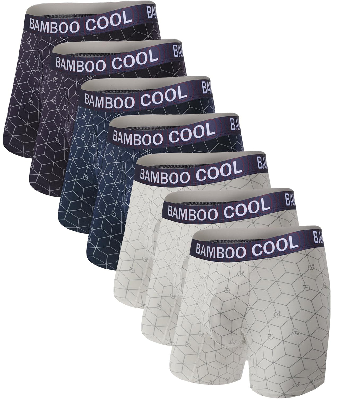 BAMBOO COOL Men's Underwear Boxer Briefs Fly with Built-in 3D Pouch Comfortable Cool Underwear for Men 4 Pack