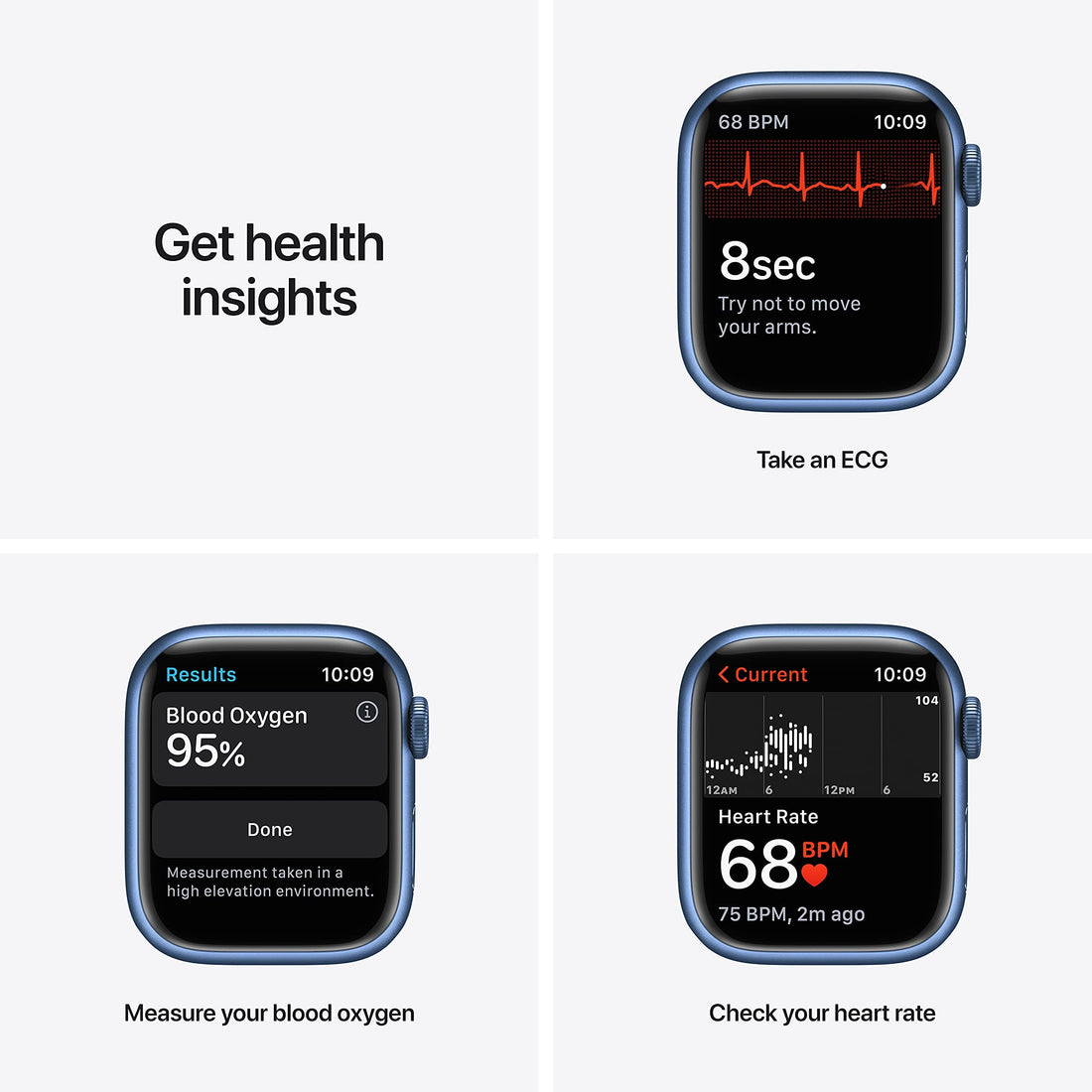 Apple Watch Series 7 (GPS, 41mm) Starlight Aluminum Case with Starlight Sport Band, Regular (Renewed)