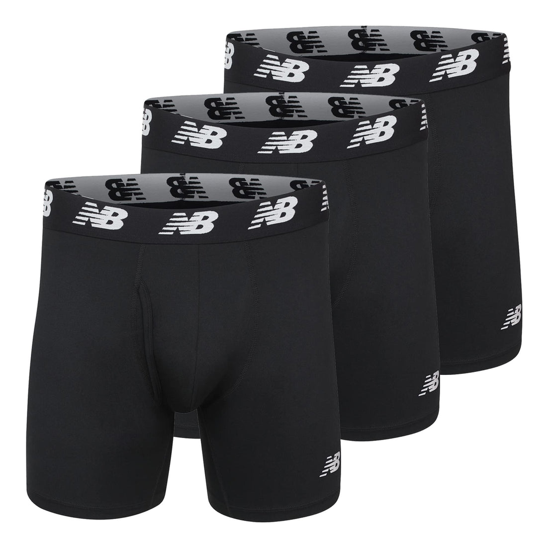 New Balance Men's Performance Boxer Briefs with Fly, Breathable Stretch Underwear, Moisture Wicking, Soft Waistband (3 Pack)