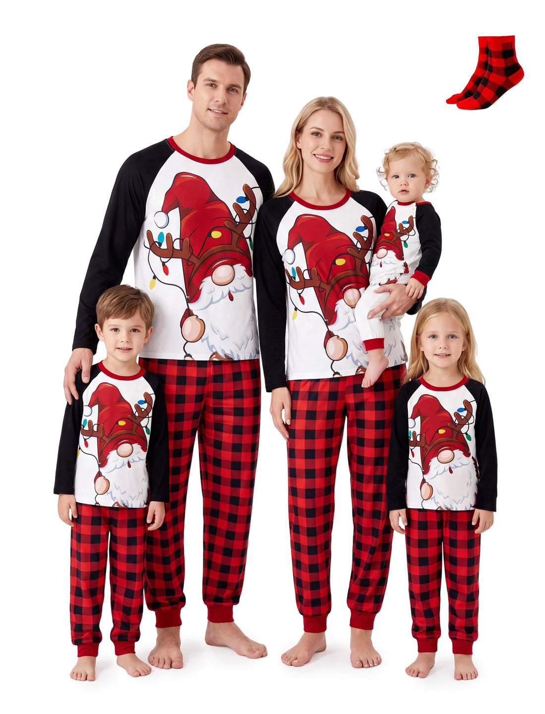 PATPAT Family Christmas Pajamas Matching Sets Gingerbread PJs with Socks