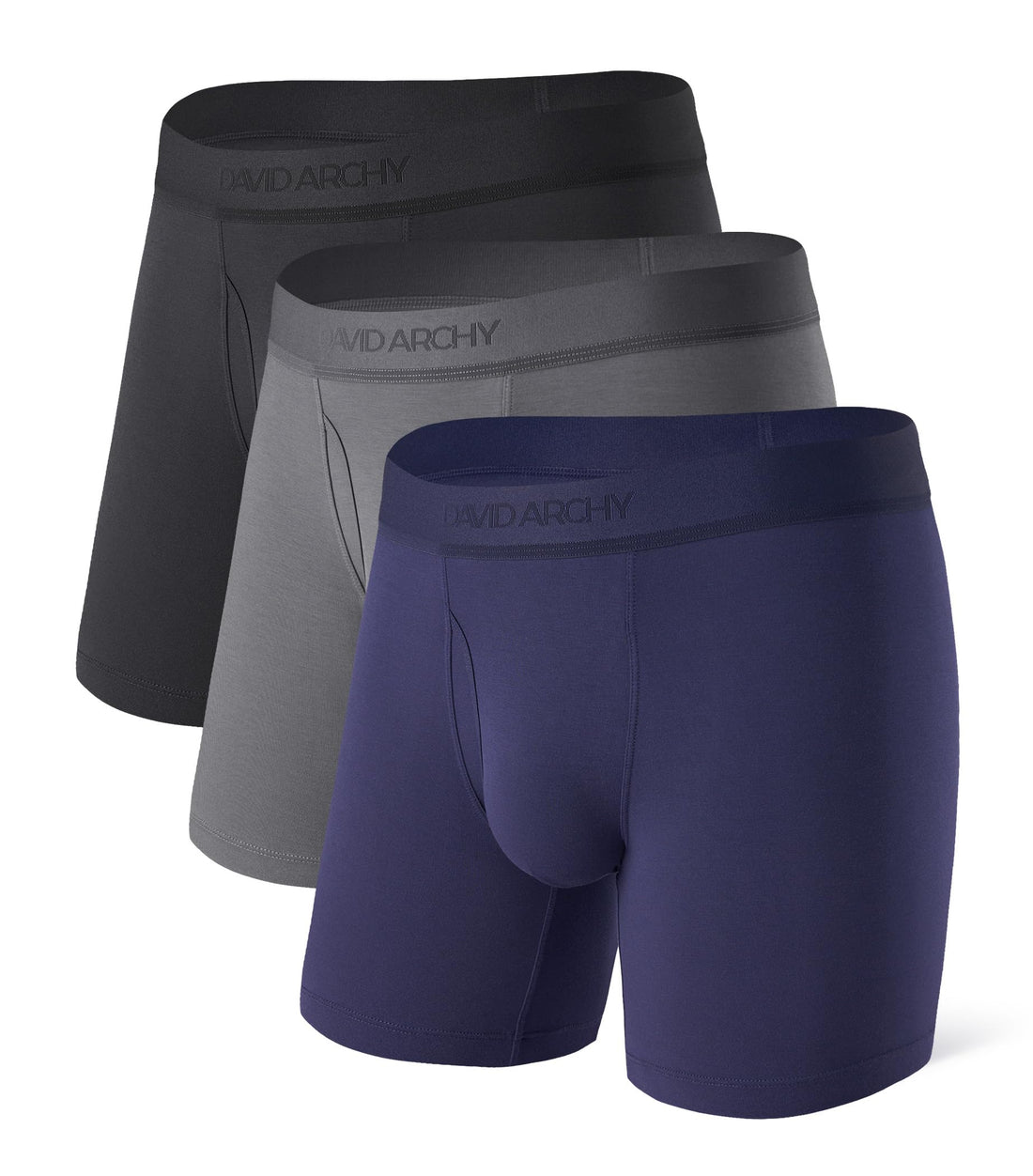 DAVID ARCHY Mens Underwear Breathable Silky Soft Modal Boxer Briefs for Men Pack 4, Wide Waistband No Ride Up