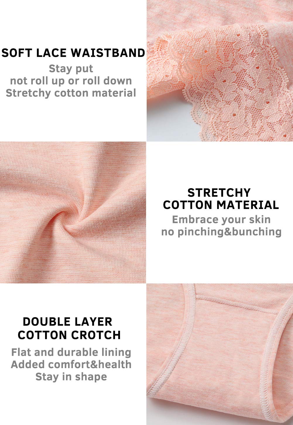 Hipster Panties for Women Underwear Lace Bikini Hip-huggers Panties 5 Pack