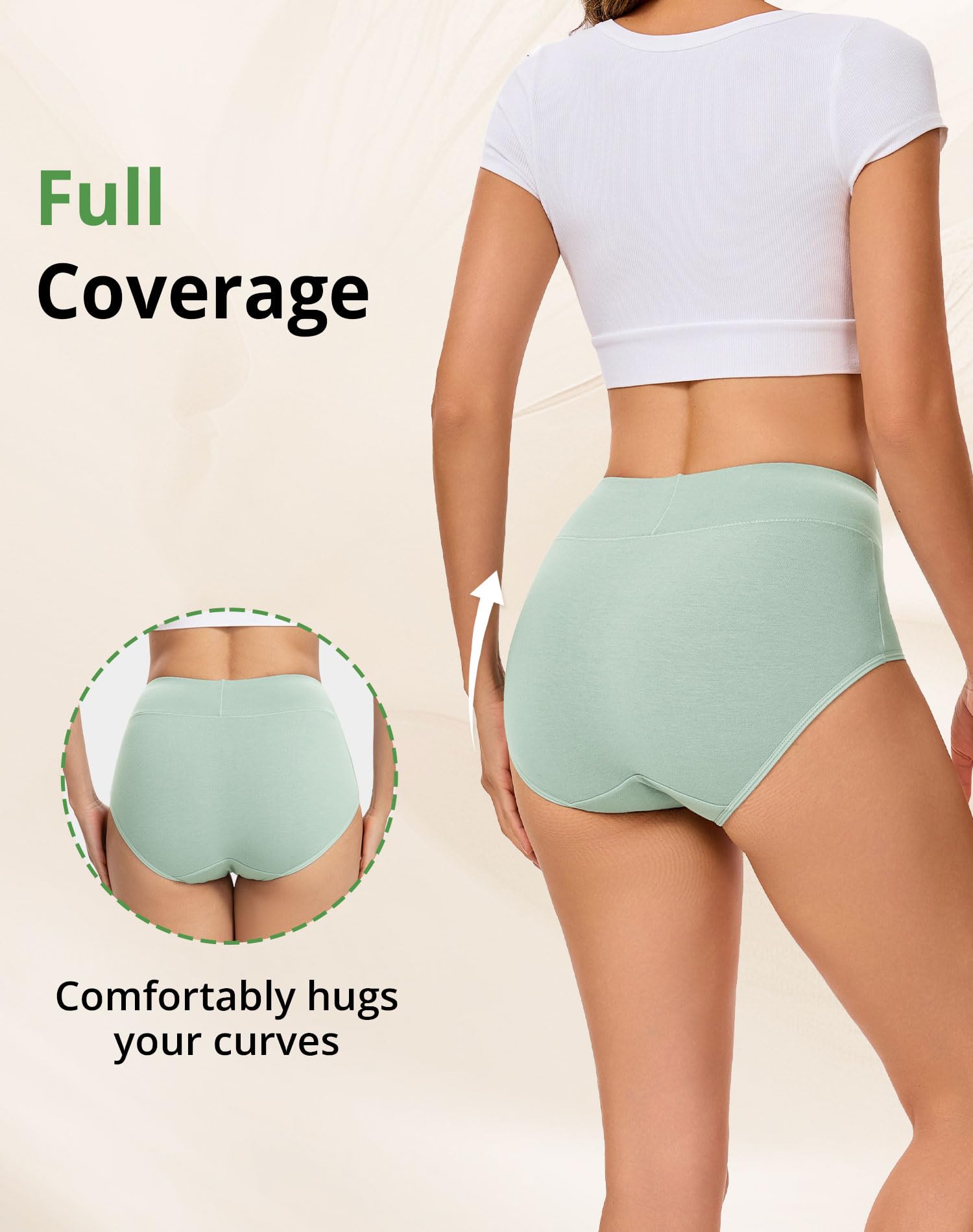 Women's Cotton Underwear High Waisted Briefs 5-Pack