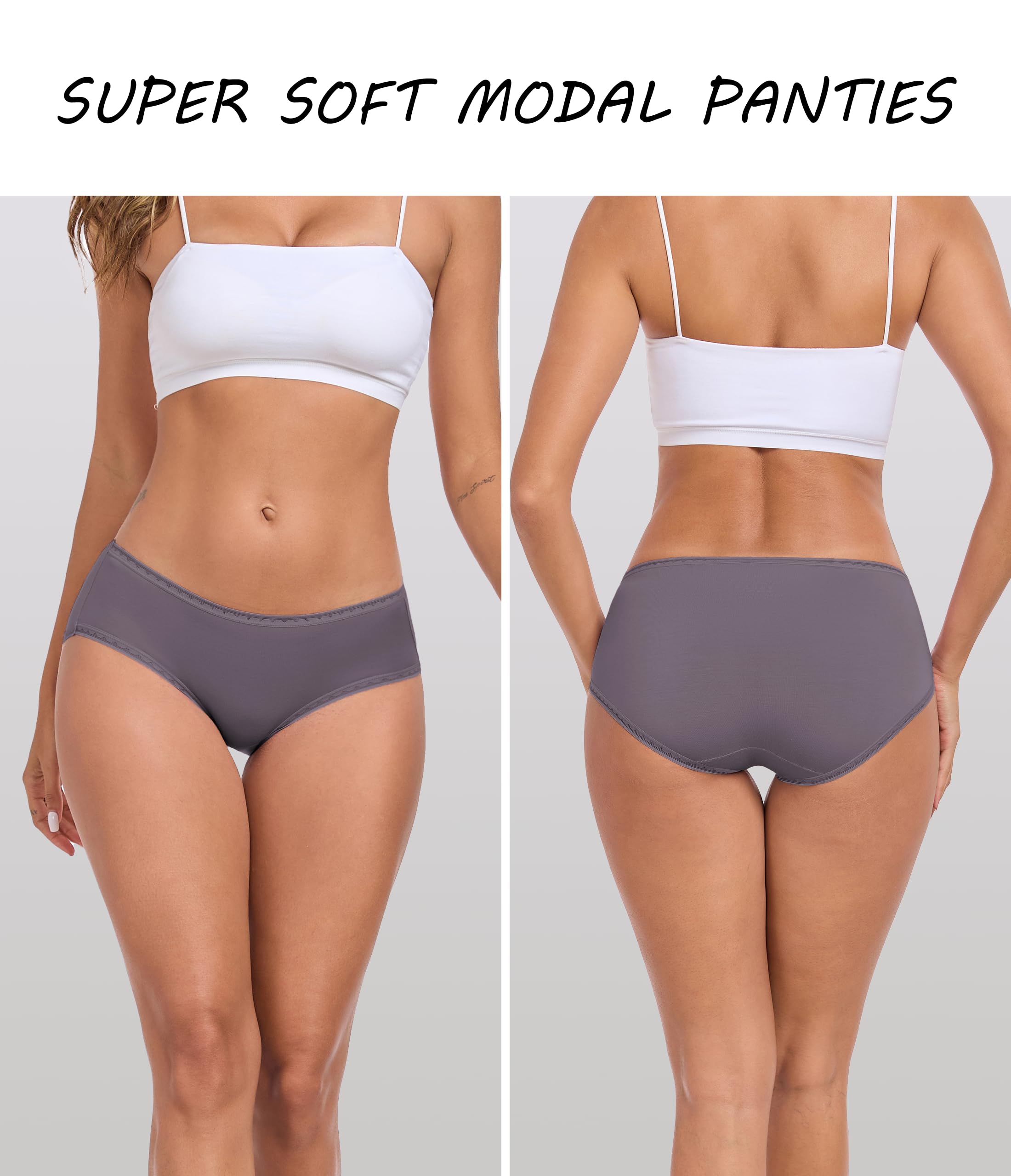 ANLIQI Modal Hipster Underwear Women Soft Moisture Wicking Panties 3/6 Pack