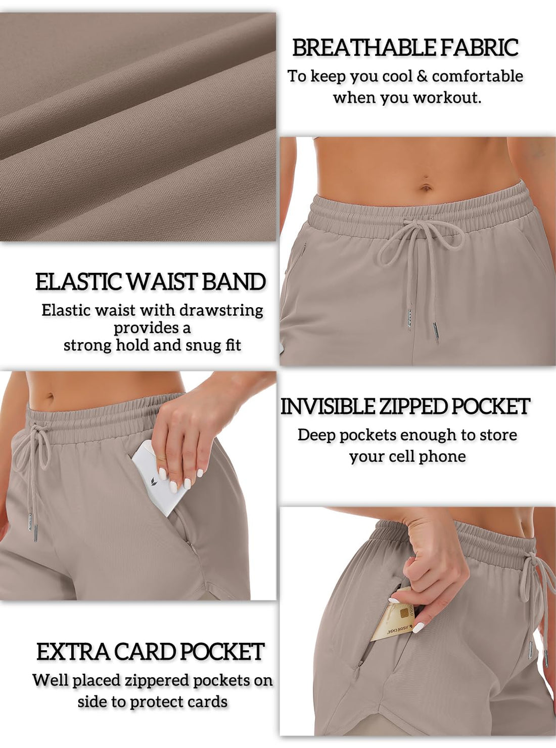 Mancreda Women's Running Shorts with Liner 3 Zipper Pockets Elastic Workout Athletic Gym Yoga Shorts