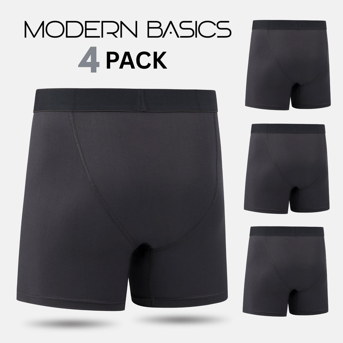 Mens Boxer Briefs, Pack of 4, Microfiber Moisture Wicking Tagless Underwear