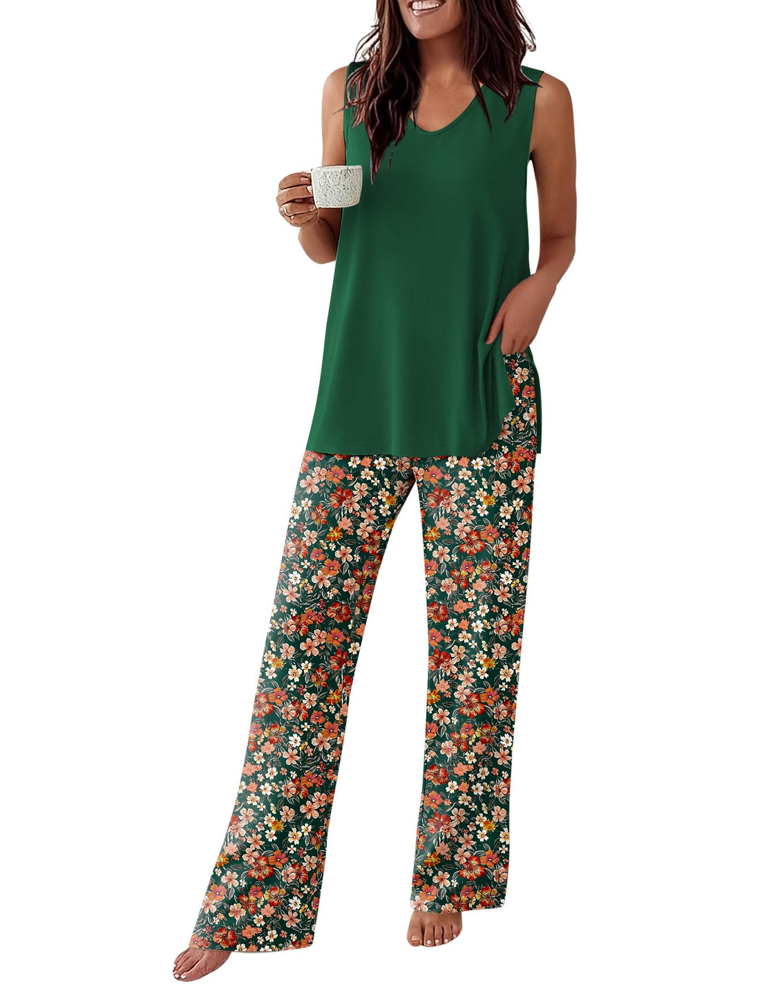Ekouaer Womens Pajamas Set Sleeveless Lounge Sets Tank Top and Pants Pjs