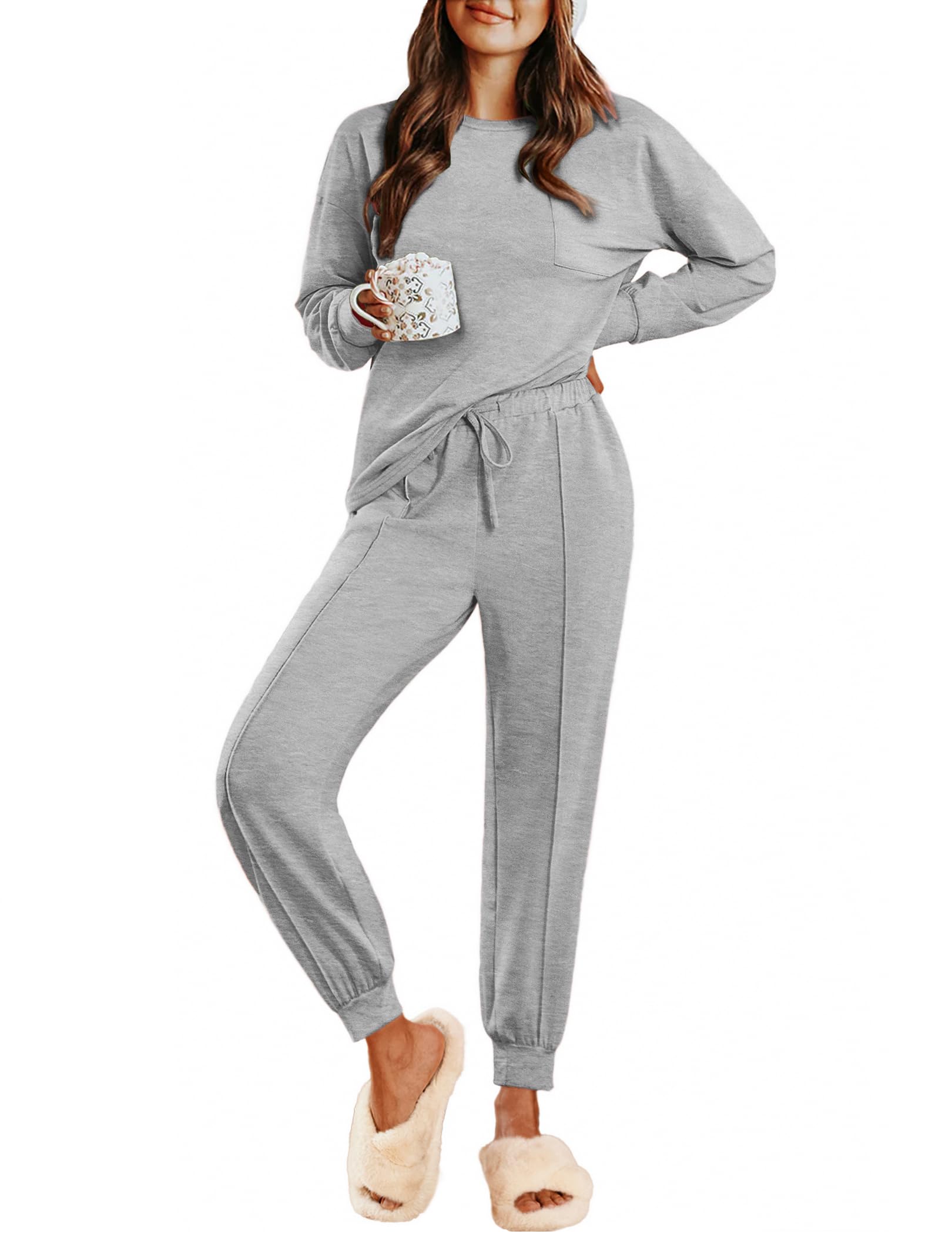Ekouaer Lounge Sets for Women 2 Piece Jogger Pants Pajamas