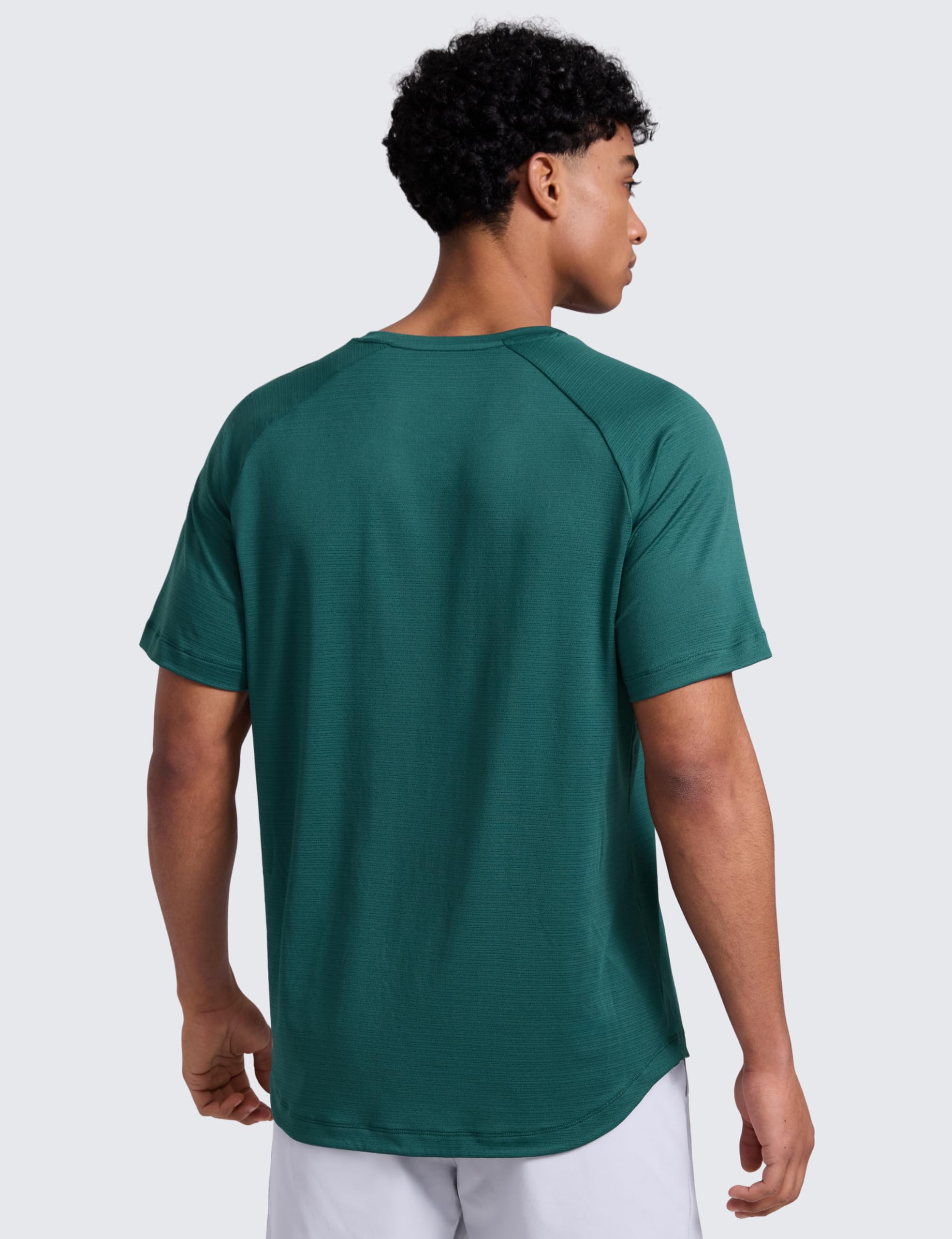 CRZ YOGA Breathable Texture Crewneck T-Shirts | Workout, Quick Dry, Lightweight, Classic Fit, Round Scallop Back, Short Sleeve Shirts for Men