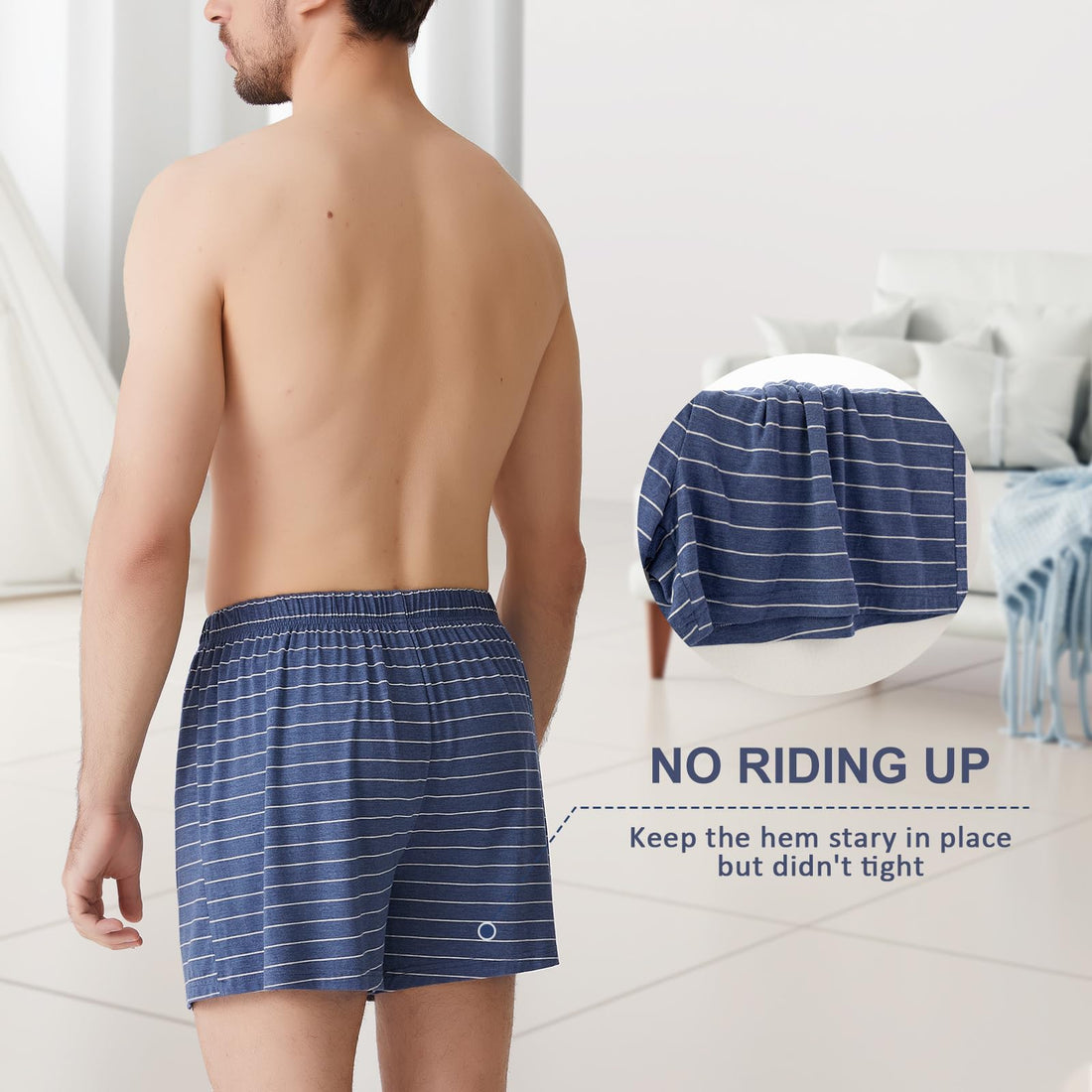 BAMBOO COOL Mens Boxers Short Classic Fit Soft Casual Underwear Loose Breathable Boxer Shorts for Men
