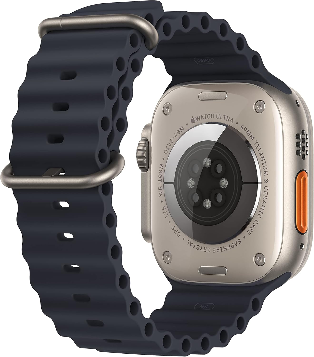 Apple Watch Ultra [GPS + Cellular 49mm] Titanium Case with Midnight Ocean Band, One Size (Renewed Premium)