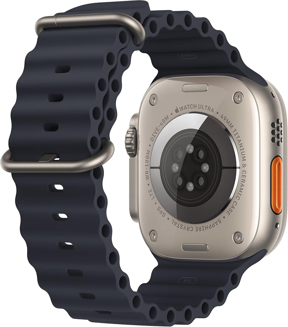 Apple Watch Ultra [GPS + Cellular 49mm] Titanium Case with Midnight Ocean Band, One Size (Renewed Premium)