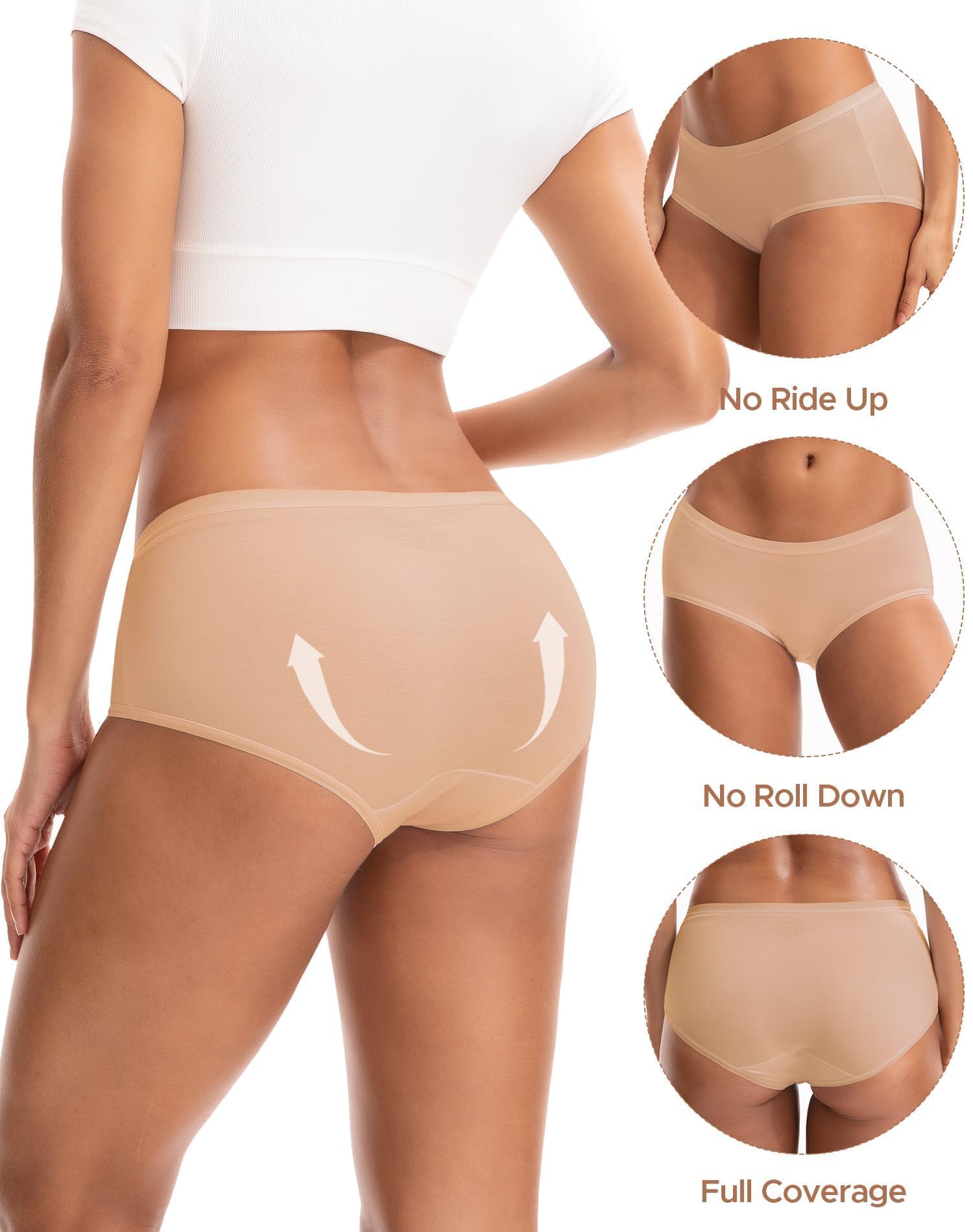 INNERSY Women's No Show Modal Underwear Quick Dry Panties 5-Pack