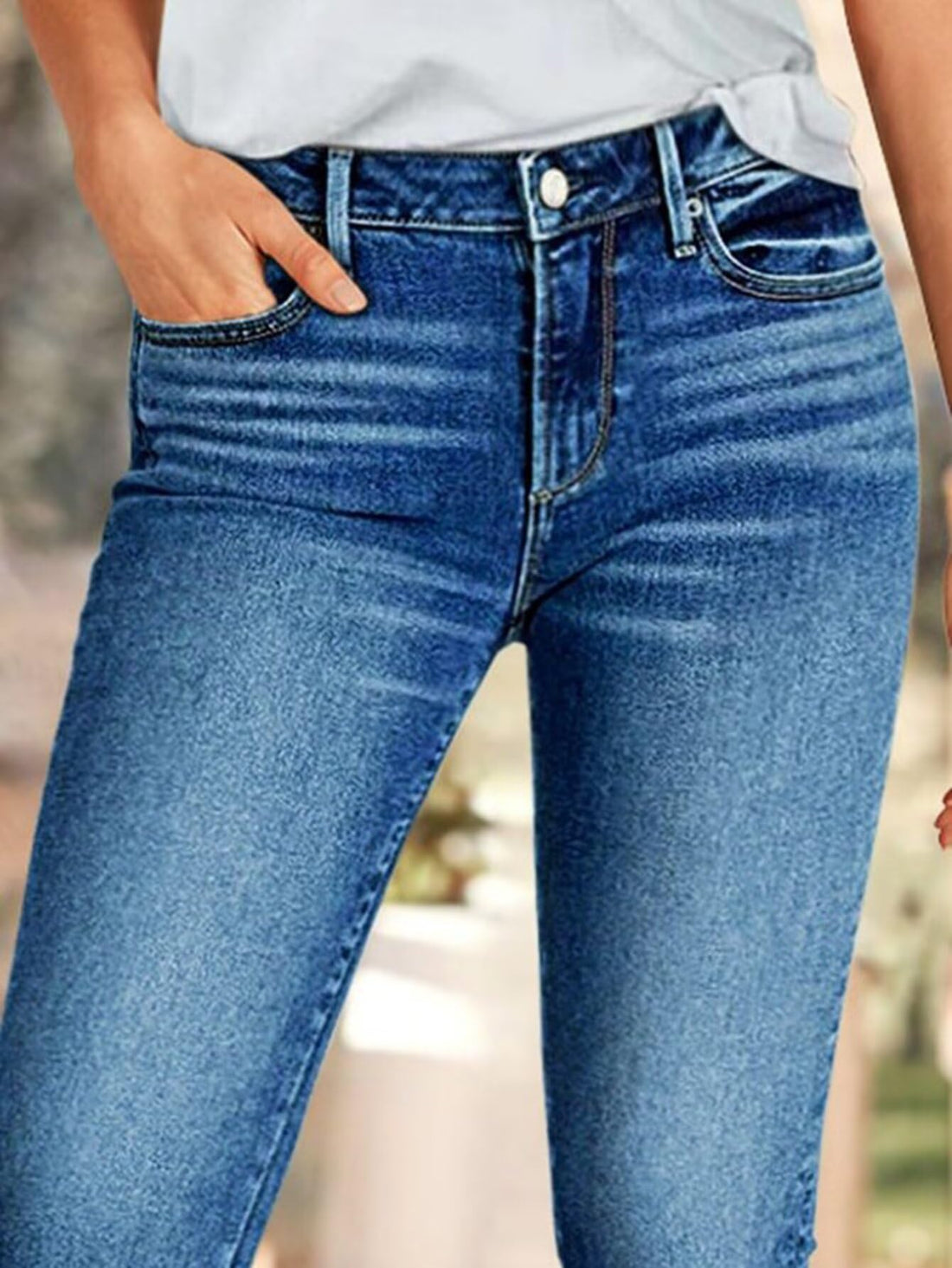 Flamingals Straight Leg Cropped Jeans for Women Trendy Mid Rise Stretchy Tribal Embroidery Raw Hem Ankle Jeans