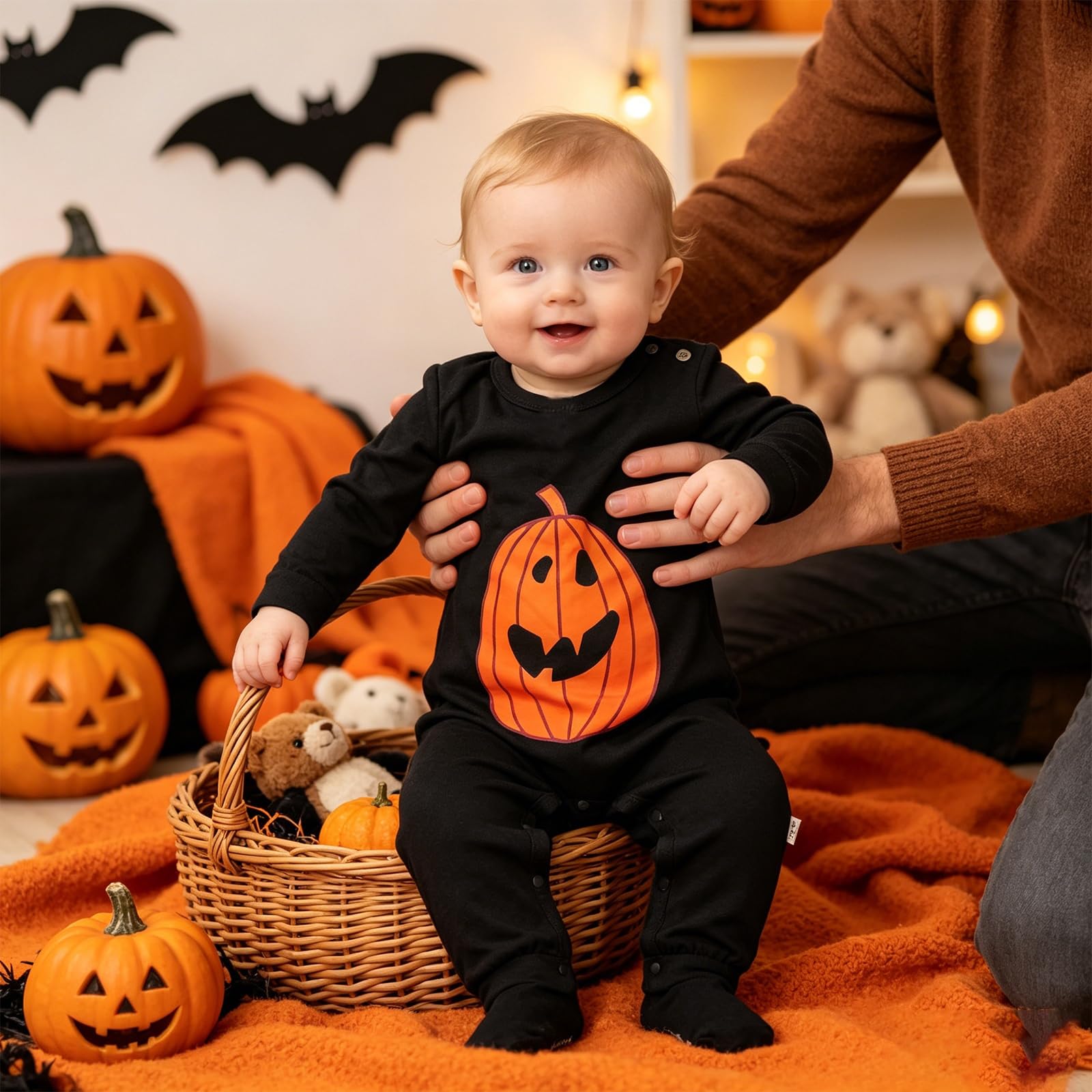 Matching Family Halloween Pajamas Set - Cute Pumpkin Print 2-Piece PJS for Adults & Kids | Holiday Family Pajamas