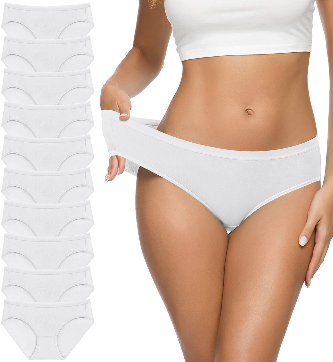 Eiggam Women's Cotton Bikini Panties,High-Cut Full Coverage Stretch Cool Underwear for Women