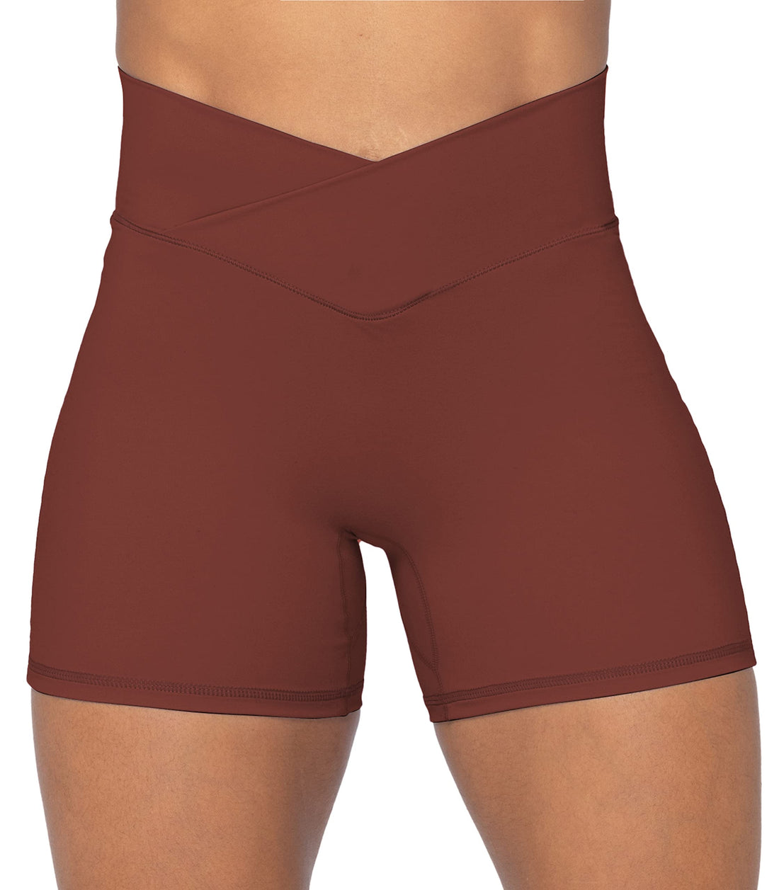 Sunzel Crossover Biker Shorts for Women, No Front Seam V High Waist Yoga Workout Gym Shorts with Tummy Control | 4 Or 6-Inch Inseam, High Waisted, Tummy Control, Crossover Waist, Buttery Soft, No Front Seam, Squat Proof, Compression