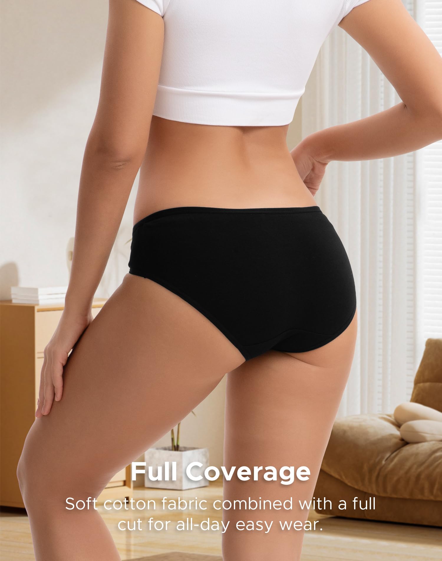 INNERSY Women's Cotton Underwear Low Rise Hipster Panties 6-Pack