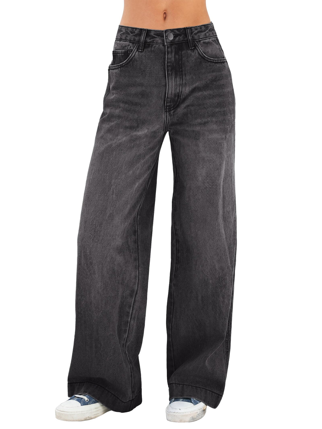 EMMIOL Women's 2026 Wide Leg Jeans Distress High Waist Stretchy Baggy Denim Pants Trousers Clothing