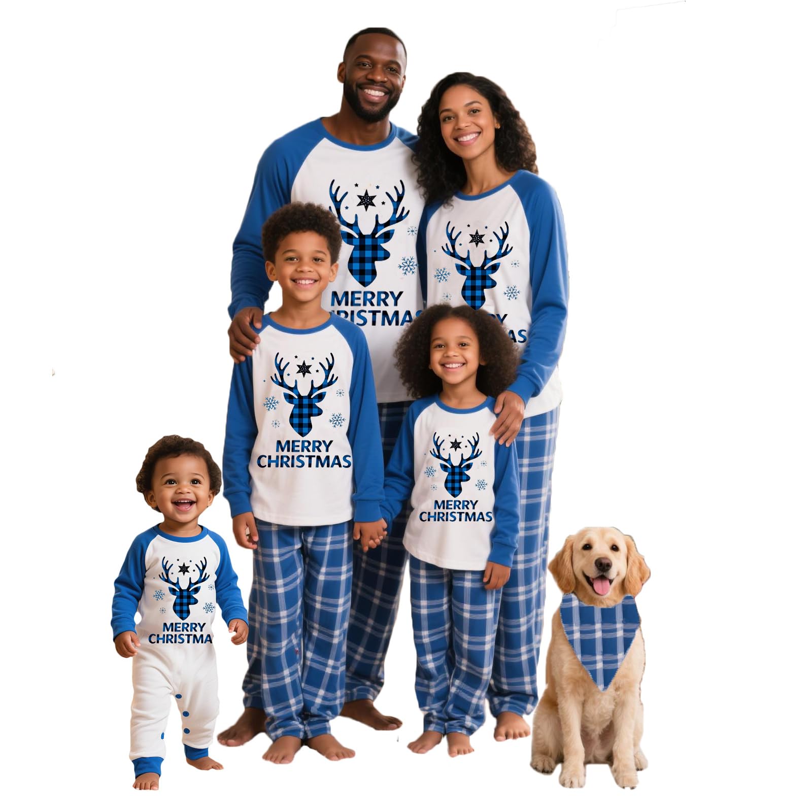 OAKFashion Christmas Family Pajamas Holiday Christma Pajama Family Matching Pjs Set Sleepwear Xmas Jammies