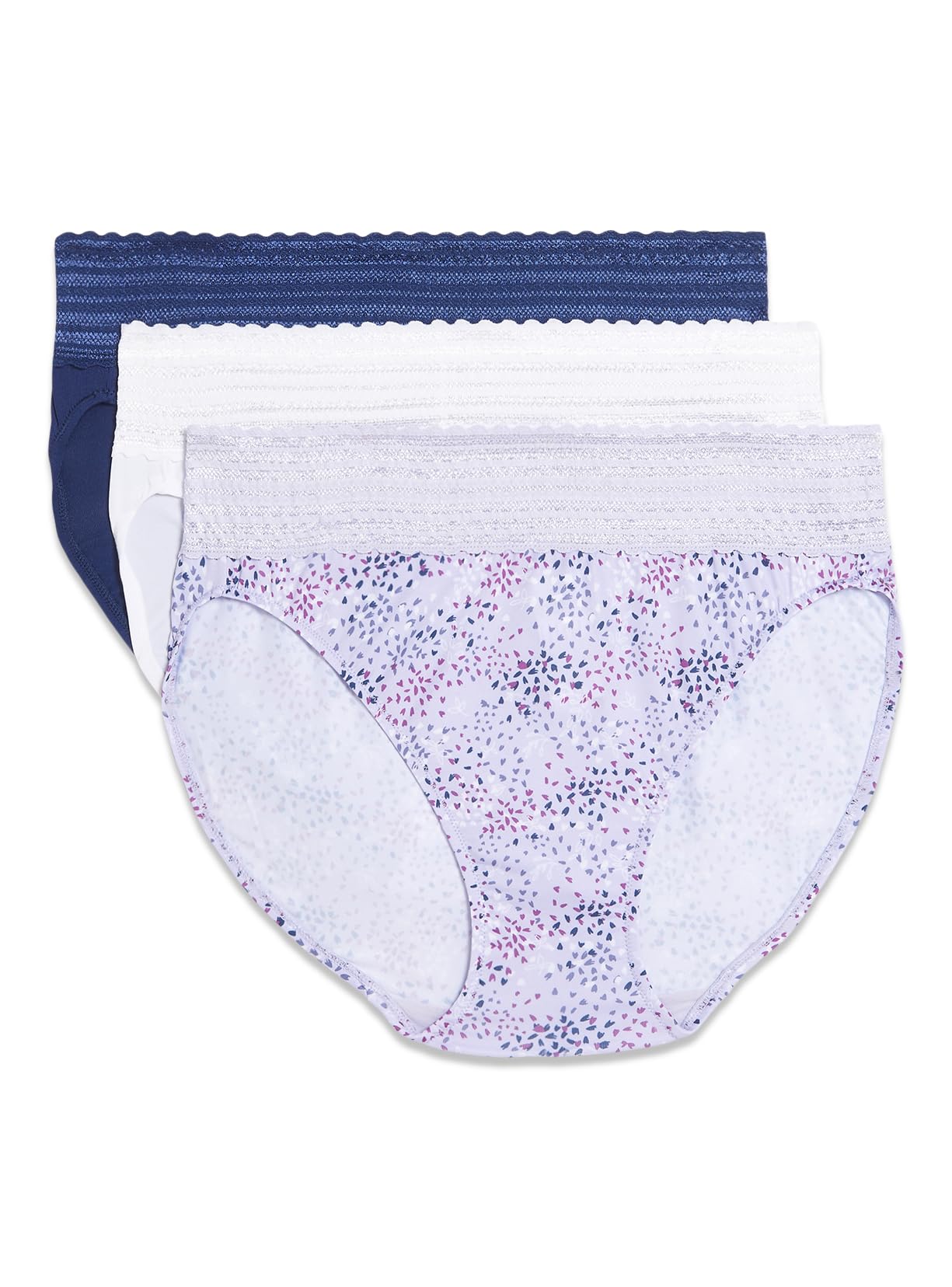 Warner's Women's Blissful Benefits No Muffin Top Micro Hi-cut Panties With Lace Multipack