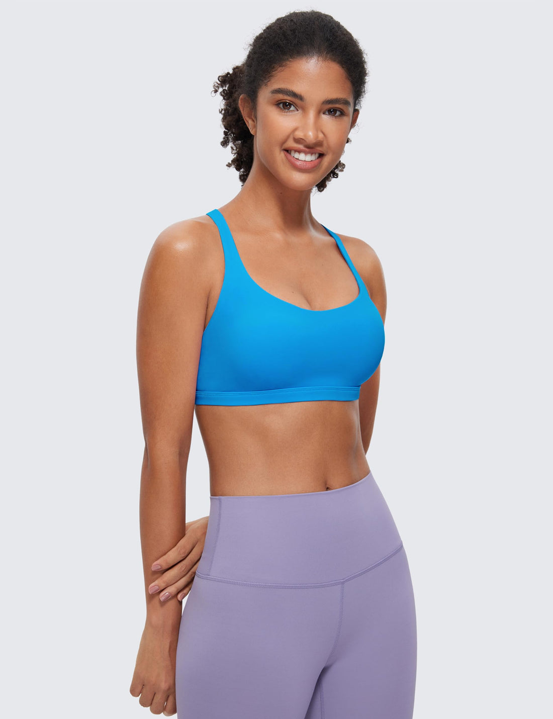 CRZ YOGA Naked Feeling Cross Back Sports Bras | Light Support, Removable Pads, Yoga, Sleek, Strappy, Scoop Neck, for Women