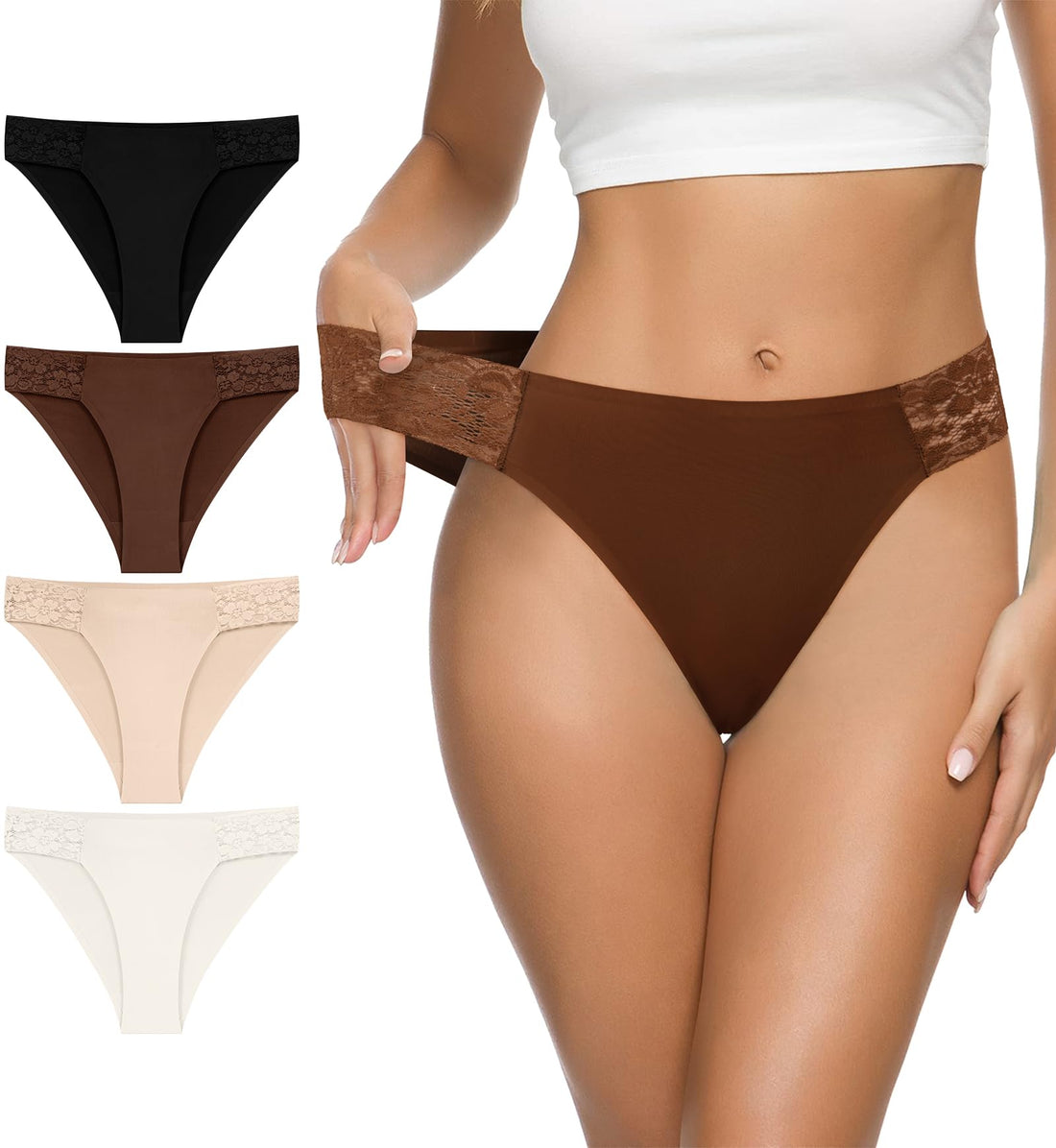 Eiggam Women's Cotton Bikini Panties,High-Cut Full Coverage Stretch Cool Underwear for Women