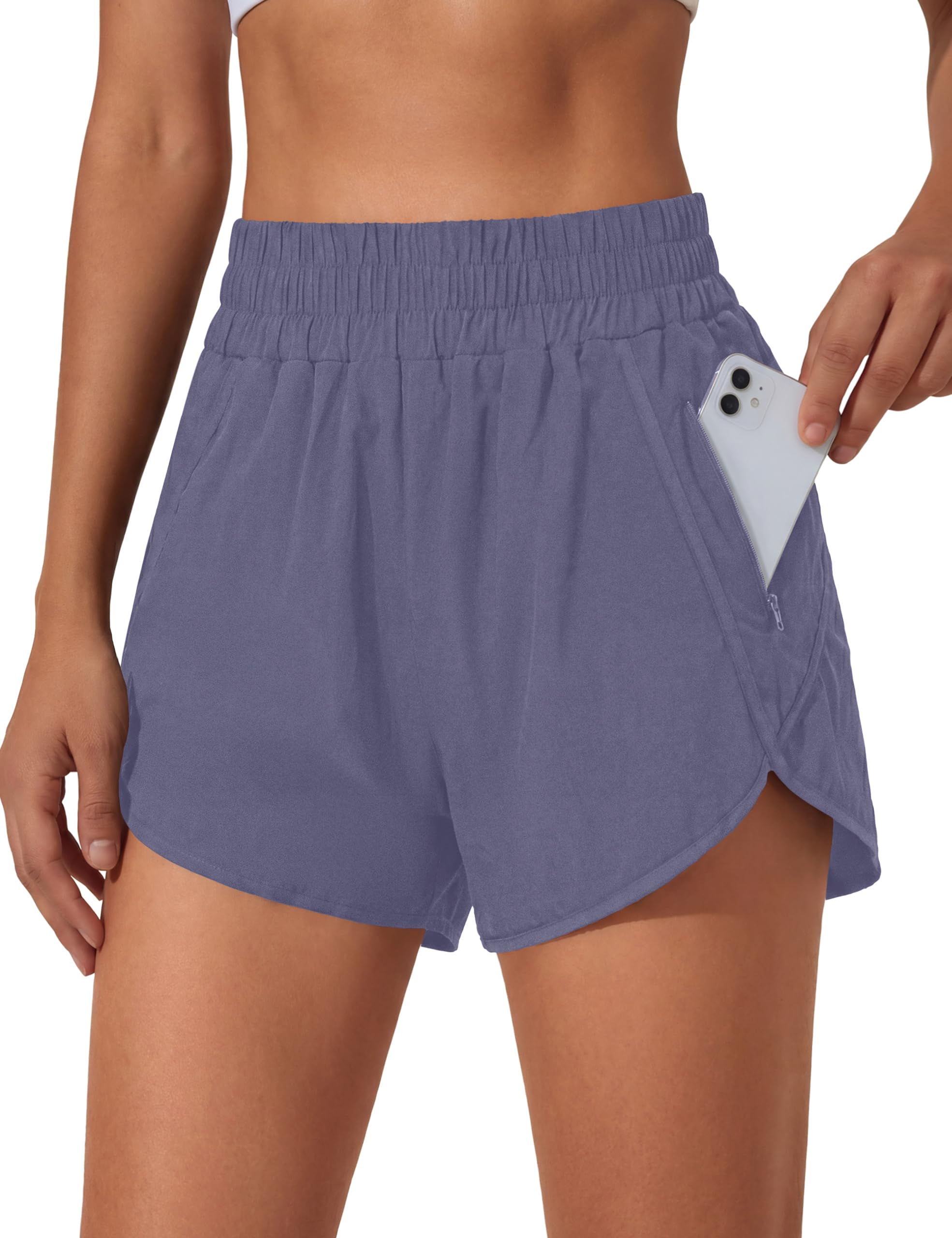 BMJL Women's Running Shorts Elastic High Waisted with Pockets, 2.5" Sporty Workout Quick Dry Athletic Shorts